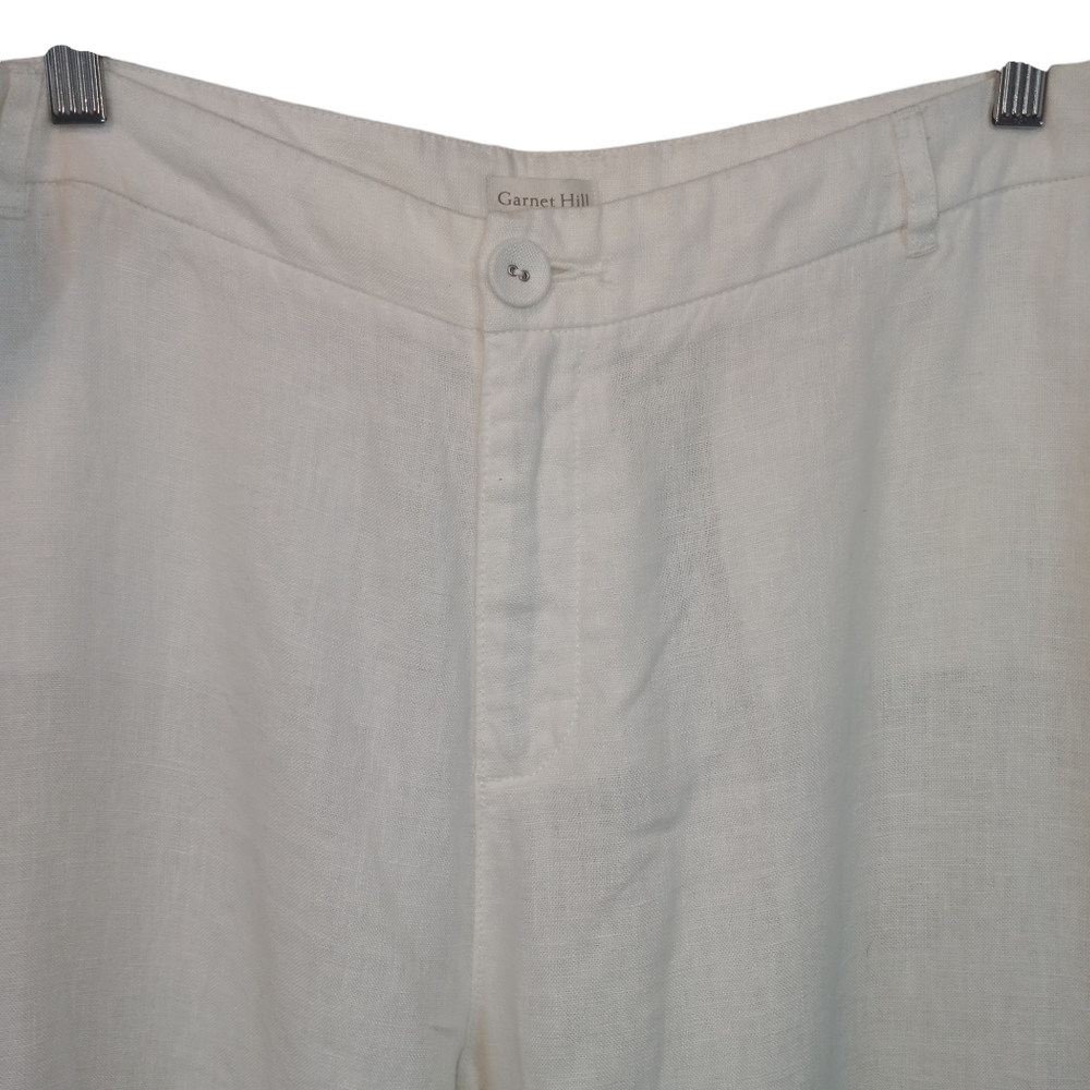 Garnet Hill Modern Linen Wide Leg Trouser Pants White Size 18 - Picture 7 of 15